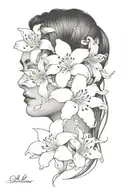 azaleas, heavy shading, thick linework tattoo design idea