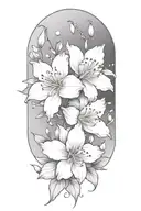 azaleas, heavy shading, thick linework tattoo design idea