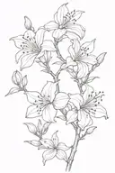 azalea flowers and buds; curved branch tattoo design idea