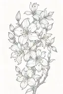 azalea flowers and buds; curved branch tattoo design idea
