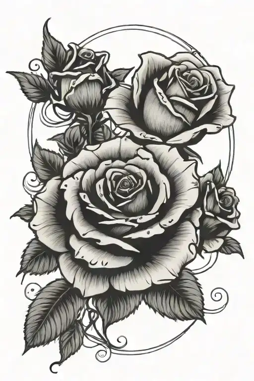 Roses and freedom  tattoo design idea