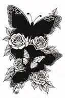 Roses and butterflies tattoo design idea