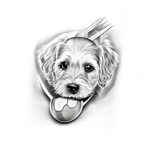 dog with bone tattoo design idea