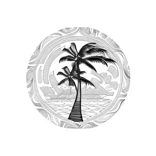 Hawaiian Islands outline filled with tribal print. tattoo design idea