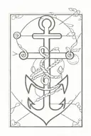 cross and anchor intertwined tattoo design idea