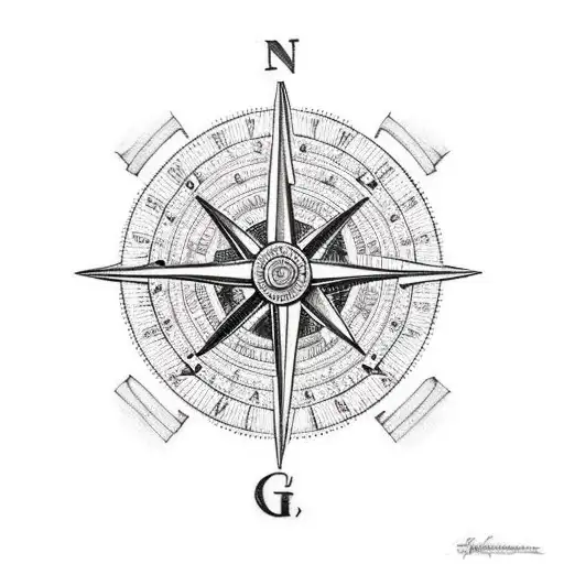 A gladiator holding a compass tattoo design idea