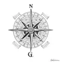 A gladiator holding a compass tattoo design idea
