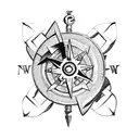 A gladiator holding a compass tattoo design idea