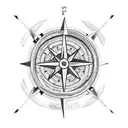 A gladiator holding a compass tattoo design idea