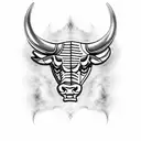 chicago bulls logo breathing smoke that reads Taurus tattoo design idea