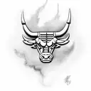 chicago bulls logo breathing smoke that reads Taurus tattoo design idea
