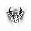 chicago bulls logo breathing smoke that reads Taurus tattoo design idea