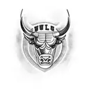 chicago bulls logo breathing smoke that reads "Taurus" tattoo design idea