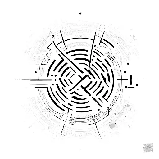 A minimalist tattoo of a hieroglyphic-inspired microphone with design elements from photography and music. tattoo design idea