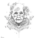 grandmother with children tattoo design idea