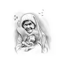 grandmother with children tattoo design idea