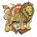 lion and Bible   tattoo design idea