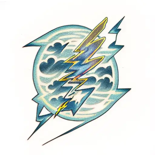 Traditional "Lightning Bolt" Tattoo Idea BlackInk AI