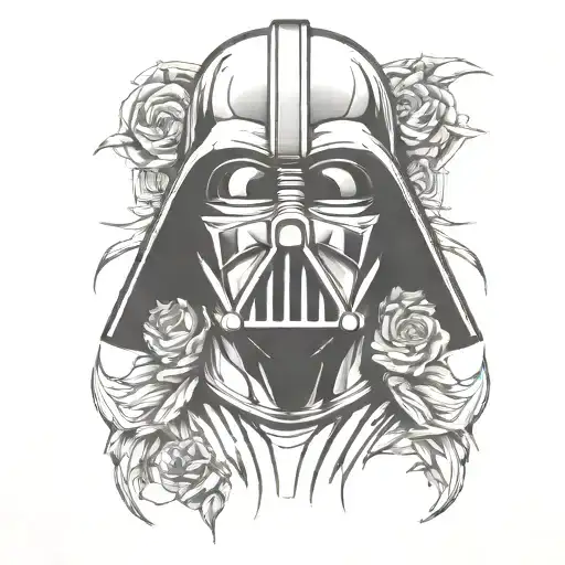 front of darth Vader mask minimalistic design tattoo design idea