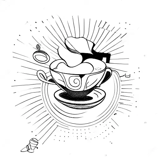 coffee machine and concert tickets  tattoo design idea