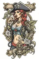 pirate babe tattoo design idea