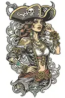 pirate babe tattoo design idea