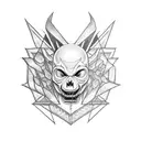 Dark, seductive,Demonic woman with sharp teeth: pentagrams tattoo design idea