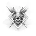 Dark, seductive,Demonic woman with sharp teeth: pentagrams tattoo design idea