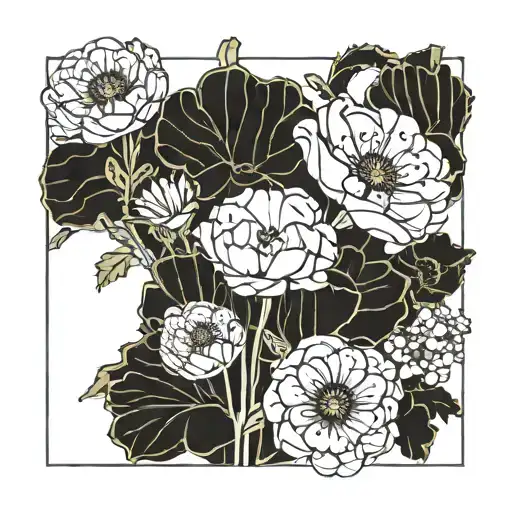 poppy, daisy and carnations sibling tattoo with year 1987,1992,1999 tattoo design idea
