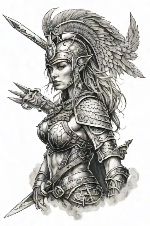 Valkyrie warrior tattoo design idea