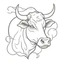 cow ghost holding tattoo design idea