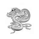  Title: "Sunlit Serpent's Embrace"  Description: In a serene, sun-drenched clearing, a nurse, mother, and snake are inte tattoo design idea