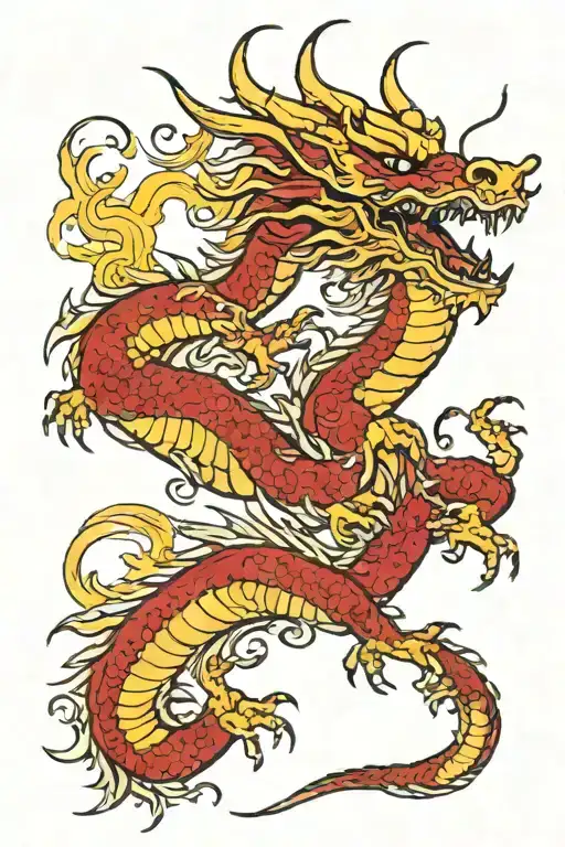 red and yellow dragon sleeve tattoo tattoo design idea