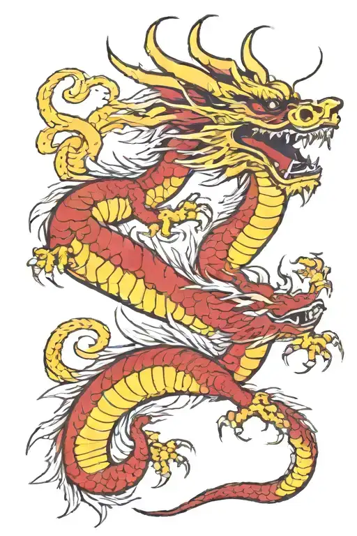 red and yellow dragon sleeve tattoo tattoo design idea