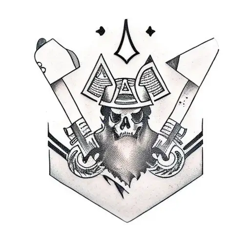 axe and chainsaw tattoo design idea