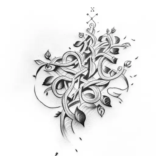 nail cross in vines 6 inches long tattoo design idea