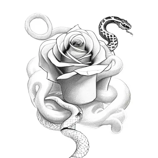 sword with roses and snake tattoo design idea