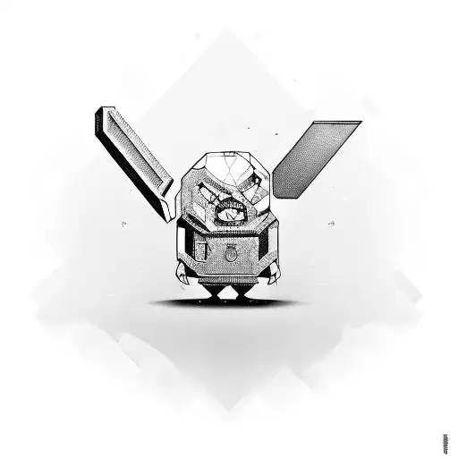 Computer chip morphing into a game character tattoo design idea