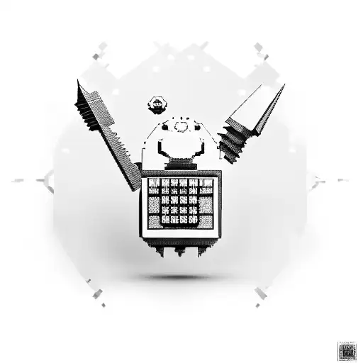 Computer chip morphing into a game character tattoo design idea