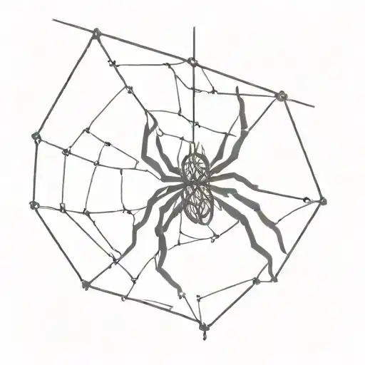 spider hanging form a web tattoo design idea