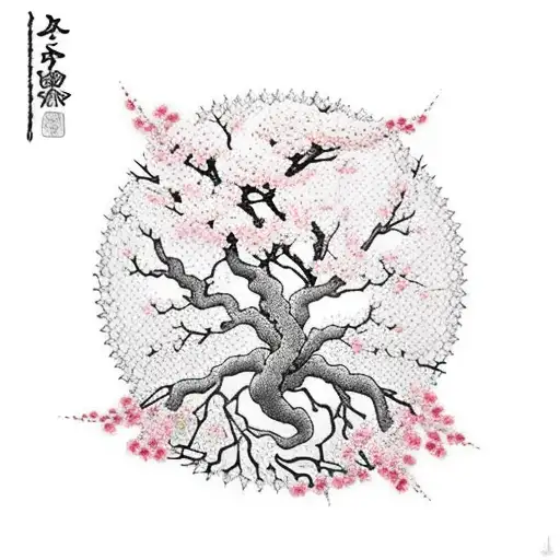 cherry blossom tree of life tattoo design idea