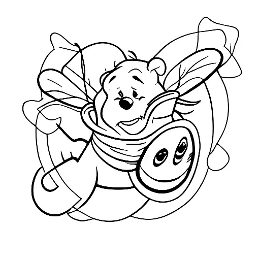 winne the Pooh with butterflys and semicolon  tattoo design idea