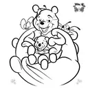 winne the Pooh with butterflys and semicolon  tattoo design idea