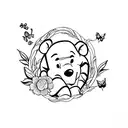 winne the Pooh with butterflys and semicolon  tattoo design idea