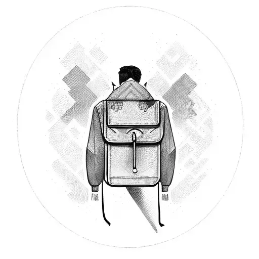man sranding with backpack tattoo design idea