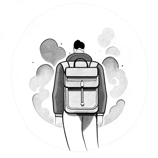 man sranding with backpack tattoo design idea