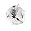 man sranding with backpack tattoo design idea