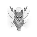 man sranding with backpack tattoo design idea