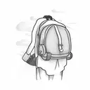 man standing with backpack looking like traveller and add musafir word in tattoo tattoo design idea