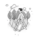 man standing with backpack looking like traveller and add musafir word in tattoo tattoo design idea